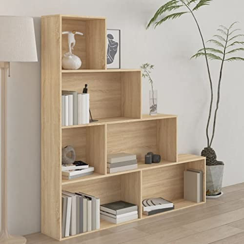 FIRBNUS Bücherregal/Raumteiler Sonoma-Eiche 155x24x160 cm Holzwerkstoff Bücherregal Holz Raumteiler Stehend Raumteiler Regal Raumteiler Trennwand Wohnzimmer Möbel Raumteiler Holz Bücherregal Schmal