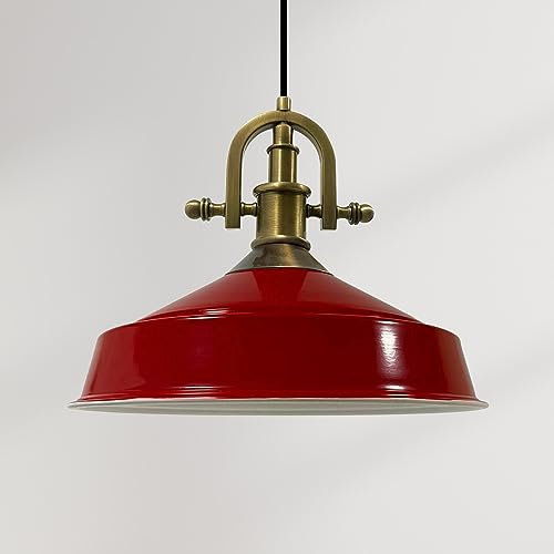 bamyum Asletl-Marine Hängelampe Industrial Vintage Ø41 cm, Küchenlampe Hängend Vintage, Pendelleuchte Esstisch Vintage, Hängelampe Esstisch, Wohnzimmerlampe, Pendelleuchte Rot Metall, Küchenlampe