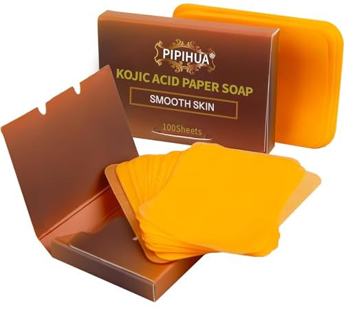 PIPIHUA Carta all'acido Kojico, Sapone Delicato alla Curcuma, Trattamento della Pigmentazione per Acne Macchie Scure Melasma Interno Coscia, Aiuto al Collagene Retinolo, Formato Viaggio
