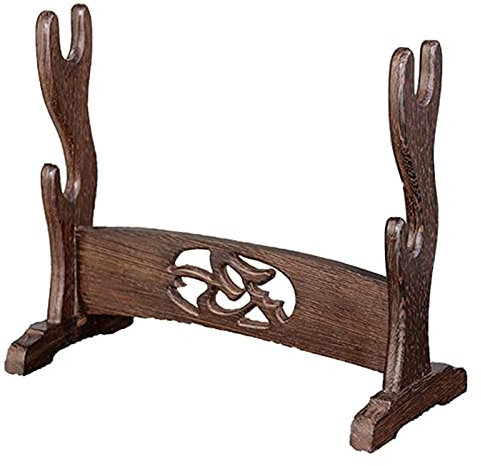 ROLTIN Schwertständer, mittelalterlicher Samurai-Schwertständer aus massivem Holz, Schwerthalter, Gladiator-Schwert-Display zur Präsentation von Waffenständern