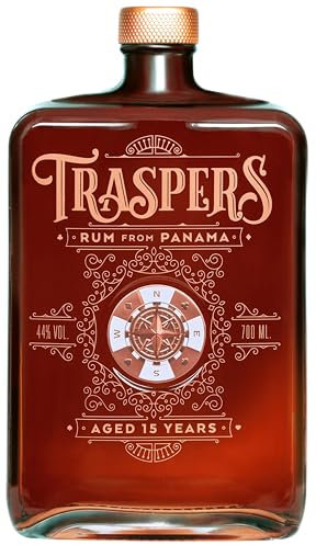 Trasper's Rum I 15 Years old Rum aus Panama I Noten von Karamell und Vanille I Geschmack von Lebensfreude und Abenteuer I 44% Vol. I 700 ml