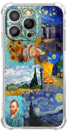 malegaon Van Gogh Paintings Collage Case for iPhone 13 Pro Max,Starry Night Pattern Case, Soft TPU Protective Cover for iPhone 13 Pro Max