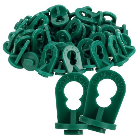 COM-FOUR® 50x Clips de Serre - Supports de Plantes Stables avec une capacité de Charge élevée - Dispositifs de Suspension pour Serres et Jardins d'hiver - Œillets (050 clips - vert)