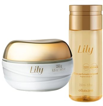 O Boticário Lily Coffret cadeau pour les soins de la peau avec 2 produits | Crème pour le corps parfumée satinée 250 g et huile corporelle parfumée 150 ml
