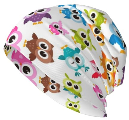 KWQDOZF Farbige Eulen-Beanie-Mütze Krebs-Kopfbedeckung Slouchy-Beanie für Damen und Herren