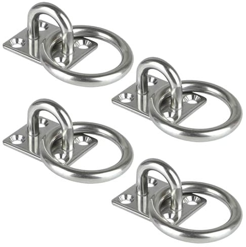 BuuyyBann 4 Pcs Stainless Steel Ceiling Hook Durable Square Pad Eye Plate Universal Stable Ring Hook for Wall Ceiling Swing Suspension