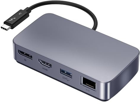 Hub Multiport USB C HDMI - Adaptateur 4K@60hz, DP/DisplayPort, Gigabit Ethernet, USB 3.0, Thunderbolt 3/4 Dock - Station d'Accueil Pour Macbook Pro Air/HP/Dell/Lenovo