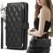 GUVAGI für Samsung Galaxy A53 5G Handyhülle mit Band Hülle,Leder Handytasche mit Fächer Flip 9-Karten Geldbeutel Magnet Frauen Handy Hülle mit Abnehmbar HandyKette zum Umhängen Portemonnaie (Schwarz)