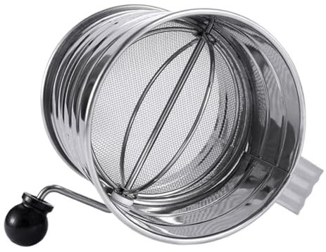 TOPBATHY Hand-Operated Powder Sieve Baking Sifter Sieve Cup for Baking Flour Sifter Sugar Powder Sifter Rotary Sieve Manual Crank Sifter Flour Filter for Baking Crank Sieve Cup Baking Sieve