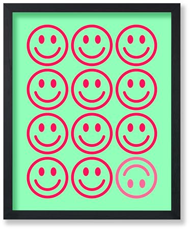 Poster Master Poster mit Smiley-Gesichtern, Emoticon-Druck, Positivität und moderne Kunst, Smiley-Muster und peppige Kunst, Wanddekoration für Kinderzimmer oder Schlafzimmer, 20,3 x 25,4 cm, ungerahmt
