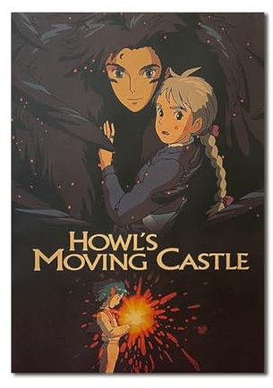 XEYOON Howl's Moving Castles Retro-Anime-Poster, Wandkunst, dekoratives Gemälde, Schlafzimmer, Malposter