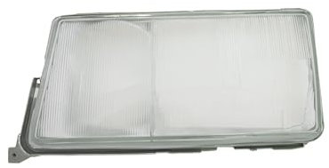 EDA PREMIUM auto Scheinwerfer glas, Streuscheibe Links Weiß passend für MERCEDES BENZ 190 W201 1982-1993 mit Rand