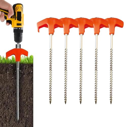 Zeltheringe zum Einschrauben – Bodenanker zum Einschrauben, robust, Metall-Gewinde, Zeltheringe, Campingpfähle, Zeltheringe für Outdoor-Camping, 8 Stück