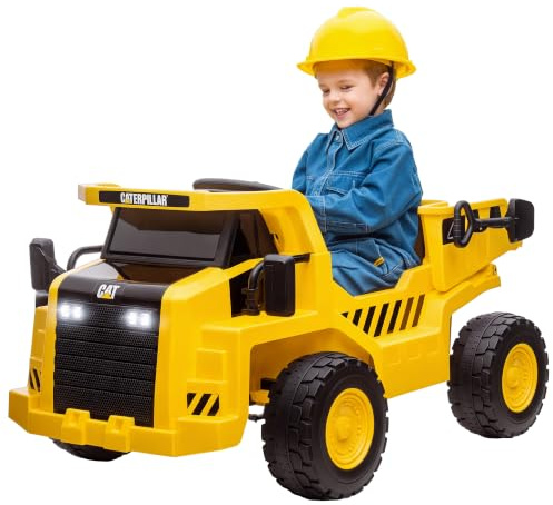 AIYAPLAY Elektrischer Traktor 12V Kinder Aufsitztraktor für 3-6 Jahre Gelb | 2,4G Fernbedienung, Eimer, Schaufel, Kinder Elektroauto, 2 Motor, Musik, Lautsprecher, Scheinwerfer, 3-5 km/h