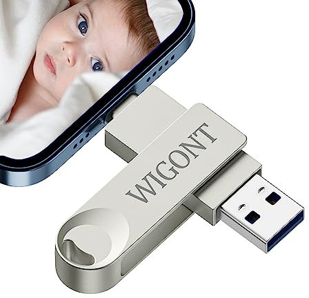 WIGONT 256 Go Clé USB iPhone pour Enregistrer Plus de Photos et de Vidéos, Clé Photo Entièrement en Métal avec Rotation à 360 °, iPhone Cle USB Compatible 1OS/PC/Appareils Android.