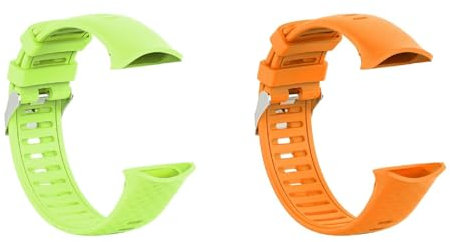 2 Stück Silikon Armband Kompatibel mit Polar Vantage V, Wasserdicht Weiche Ersatzriemen, Weiches Silikon Ersatzarmband Sportarmband für Damen Herren, A-Grün/Orange