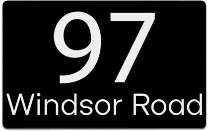 KreateSquare Personalised house numbers plaques, Black 200 x 130 MM Aluminium House Sign, Engraved Address Plaques for Homes, Front Door Signs, Wall Mounted Name Plates