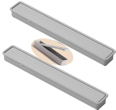 2Pcs Tiretti nascoste in Lega di alluminio Maniglia ribaltabile Pomello per cassetti tirettiera incasso per porta scorrevoli a scomparsa Maniglione Armadio invisibile Cucina (165mm,Grigio chiaro)