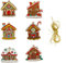 Rumyve 6pcs Gingerbread House Christmas Tree Decorations, Hanging Ornament, Tree Ornament for Xmas Holiday Party (Style A)