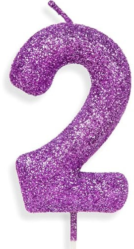 Zolunu lila rosa Geburtstag Kerze Nummer 2, Glitter Geburtstag Kerze Kuchen Toppers für Mädchen Frauen lila rosa Themed Party Dekorationen liefert Geburtstagsgeschenke