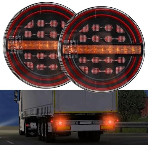 Rückleuchten LED Rund, 2 PCS Anhänger, IP67, 12/24V, 5W, Wasserdicht und Staubdicht, geeignet für Autos, Lastwagen, Wohnwagen
