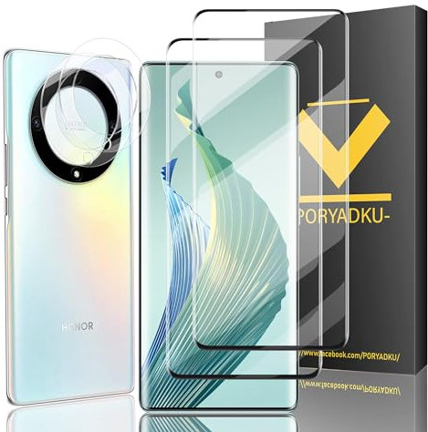 HOMEMO Protector de Pantalla para Honor Magic 5 Lite 5G, Película de Vidrio Templado 2 Piezas+ Protector de Lente de Cámara 2 Piezas, HD Clara, Sin Burbujas, 9H Dureza, Antihuellas, Anti-Scratch
