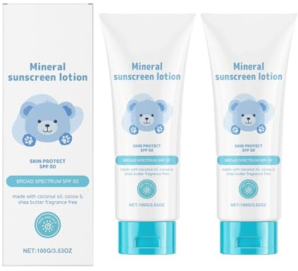Mineral Baby Sonnencreme LSF 50, Mineralischer Sonnenschutz, Baby Sunscreen, SPF 50 Mineral Lotion, der Speziell für die Empfindliche Haut von Kindern und Babys Entwickelt Wurde (2)