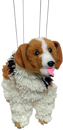 Artisan Owl Beagle Marionette Puppet - Yarn Dog with Wooden Feet, Detachable Strings