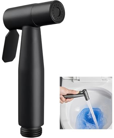 Bidet a Mano para Inodoro, Grifo de Acero Inoxidable, Cabezal de Ducha Estándar G1/2, Cabezal de Ducha WC, Cabezal de Ducha Ahorrador de Agua para Limpieza de WC e Higiene Personal, Negro