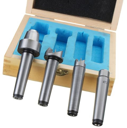 Uqezagpa MT2 Holzdrehmaschine, Drehwerkzeug, Spur Live Center Set, Kegelwerkzeug für Holz, Metallbearbeitung, gebohrte Reitstock-Drehmaschine, 4 Stück