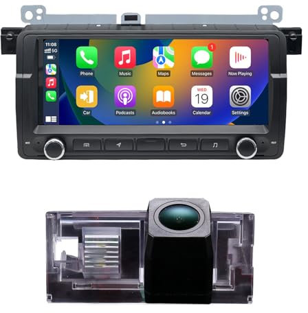 AHD GPS Navigator Canbus Autoradio CarPlay Android Kompatibel mit BMW E46 316i 318d 318i 320d 320i 323i 325i 325xi 328i 330d 330i 316Ti 320Ci M3/Touring/Sedan/Rover (8'' Radio+Rückfahrkamera)