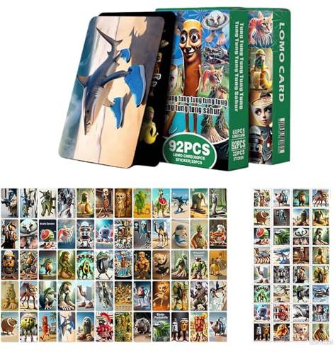 92PCS Italienische Brainrot Karten, Brainrot Kartenspiel für Meme-Fans, Partyspiel mit Charakteren, lustiges Kartenspiel für Jugendliche, für Spieleabende und gesellige Zusammenkünfte