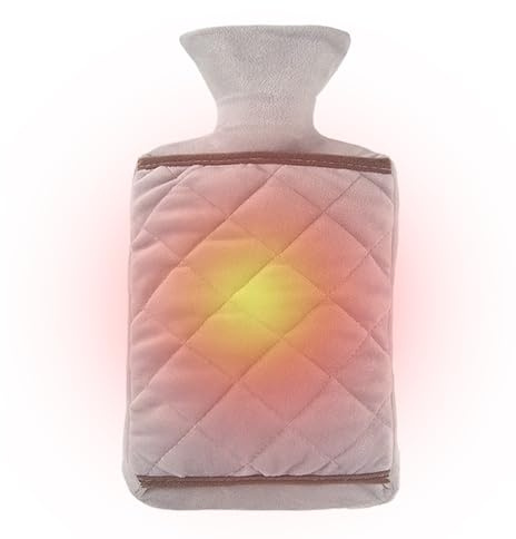 Bouteille d'eau chaude en polaire de 2 litres avec poche pour les mains, bouillotte en caoutchouc pour hiver, chaussette pour la nuit | Calmante de la chaleur pour chambre à coucher, D