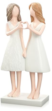 SITAKEGS Schwester Figur 19cm Beste Frauenstatue Geschenk für Schwestern | Love My Sister Frauen Statuen Deko Skulpturen Handgemalte Geburtstag Freundschaft Weihnachten Geschenk für Freunde Schwestern