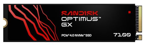 SANDISK Optimus GX 7100 NVMe SSD 500 Go (Jusqu’à 7 250/6 900 Mo/s Vitesses de Lecture/écriture séquentielles, PCIe 4.0, M.2 2280, BiCS TLC 3D CBA NAND, SANDISK Dashboard)