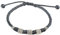 Bracelet cheville femme en cuir tressé noir, ajustable, avec des décorations en forme de perles en alliage