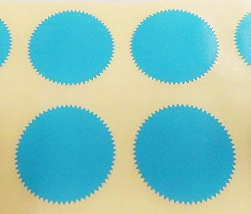 Pack of 500-41mm Starburst Notary/Legal/Certificate Seals - Colour Code Stickers/Sticky Labels - Choose Your Colour/s (Light Blue)