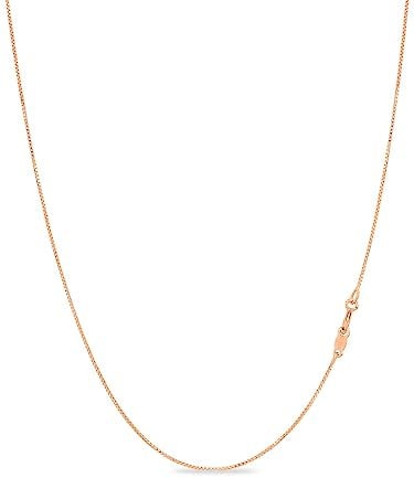 KEZEF Rose Gold Plated Sterling Silver Italian Box Chain Necklace for Women, Girls and Men | Thin and Strong 0.7mm Solid 925 Silver Necklace with Spring Ring Clasp - 30 Inches | 75cm