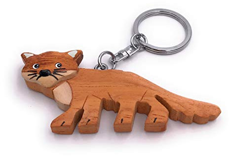 Onwomania Porte-clés en bois Renard Rouge Renard Chien Sauvage Prédateur Forest Animal Charm