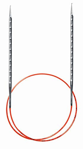 Addi AD7177080-08.00 Neuartige quadratische Rundstrick, Metal, Silber/Rot, 80 cm Länge x 8 mm Stärke