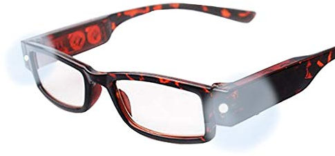 Milya Unisex Lesebrille Presbyopie Brille Sehhilfe Lesehilfe mit Licht Schwarz (2,0, Schwarz+Rot)