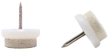 Möbelgleiter - Nagel in Stuhl Filz Sofa Fußpolster (Weiß, 21mm, 100 Stück, Freies 2mm Bohrstück)- (Die Abmessungen finden Sie im zweiten Bild) Hochwertige Möbelgleiter - Made in Germany