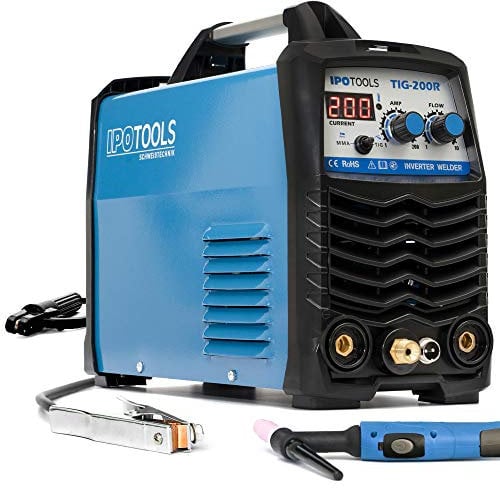 IPOTOOLS TIG-200R WIG Schweißgerät DC - TIG WIG Schweissgerät 200 Amper Volldigitales Inverter Schweißgerät mit Digitale LCD Anzeige, HF-Zündung, MMA E-Hand, IGBT, 7 Jahre Garantie