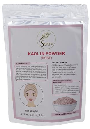 SVATV Rose Kaolin Pulver II Rose Kaolin Clay II für Gesichtsmaske, Kräuterhaut, Gesichtspuder, Make-up, Badekugeln, Ton, Spa, für Gesicht & Haar Körperpeeling & Seifenherstellung 227g