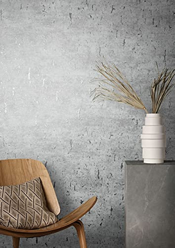 marburg Tapete Weiß Grau Betonoptik Glanz Muster für Wohnzimmer oder Schlafzimmer Vliestapete 100% Made in Germany PREMIUM QUALITÄT 10,05 x 0,70m 85766