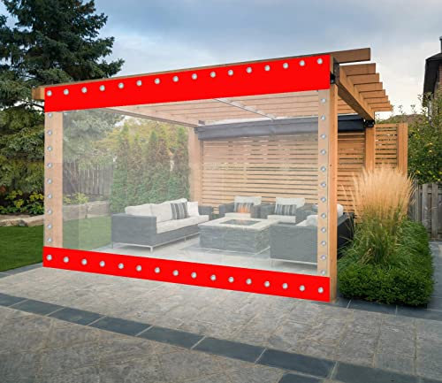 AWSAD Outdoor Vorhang mit Ösen Gardinen Outdoor Vorhänge für Terrasse Geeignet für Pavillons/Balkons/Garagen, Vorhang Wetterfest, Anpassbar (Color : Red, Size : 6x6m)