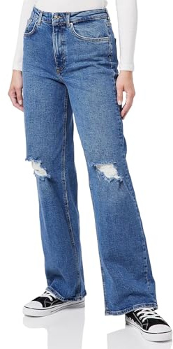 ONLY Damen Jeans ONLJUICY HW Wide Leg REA995 Comfort Fit Dark Medium Blue Denim