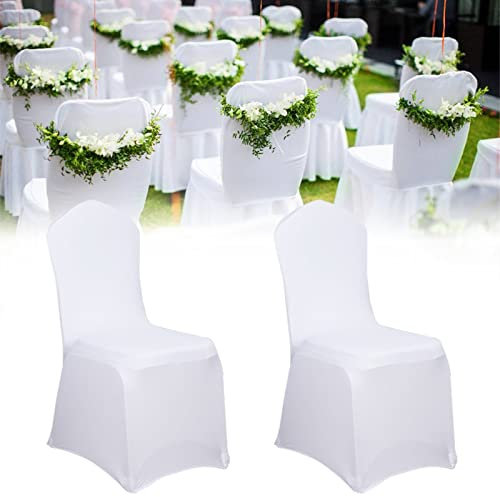 XMTECH Universell Stuhlhussen Stuhl Husse Stretch Weiß Stuhlbezüge Moderne für Hochzeiten und Party Dekoration (100 Stück)