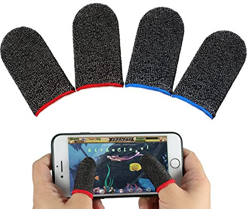 Olakin Mobile Game Finger Sleeve[4 Stücke], Phone Games Schweißfeste Finger-Handschuhe, Touchscreen Fingerhülse Atmungsaktiv Ultradünn Fingerset, für Jedes Spiel und Mobilgerät