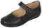 Cushion Walk EEE Wide Fit Womens Ladies Lightweight Black Faux Leather Mary Jane Flats, Casual Work Office School Comfort Shoes (6 UK, Black)